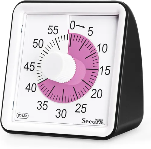 Vista 14 de Secura - Temporizador visual de cuenta regresiva de 60 minutos para niños y adultos, herramienta de gestión del tiempo en el aula (negro)