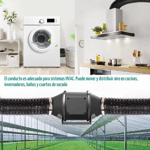 Vista 7 de Manguera de ventilación de secadora de 3 pulgadas, conducto de aire flexible ajustable de PVC de 9.84 pies, conducto de aire de cuatro capas
