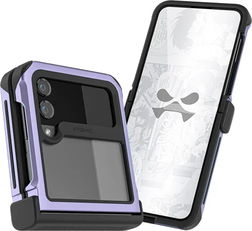 Vista 49 de Ghostek Atomic - Funda delgada para Galaxy Z Flip 4, parte trasera de aramida con parachoques de aluminio rojo, funda protectora de doble capa a