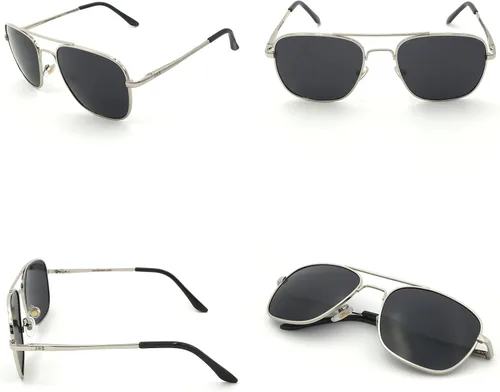 Vista 4 de J+S Lentes de sol de aviador cuadrados clásicos de estilo militar, polarizados, 100% protección UV para hombres y mujeres