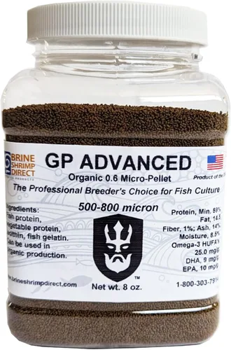 Vista 2 de Brine Shrimp Direct GP Advanced - Micropellet orgánico de 0.024 in para ornamentales y peces cebra, 8 onzas.