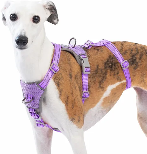 Vista 12 de Huntboo Arnés para perro a prueba de escapes, sin tirones, antideslizante, totalmente reflectante, diseño ajustable de 7 puntos para perros
