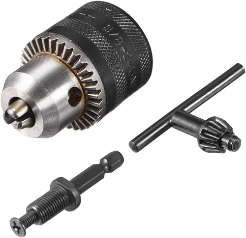 Vista 3 de uxcell Mandriles de taladro, 3/8-24UNF roscado de 0.059-0.394 in de capacidad con llave de mandril para taladro inalámbrico con cable de impacto