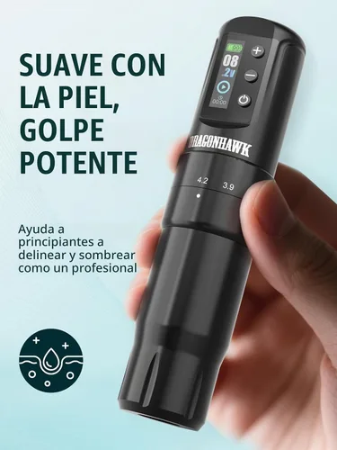 Vista 2 de Dragonhawk Kit de tatuaje inalámbrico Atom2 Pro con impresora térmica A4