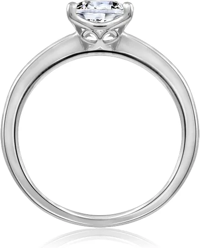 Vista 5 de Tienda Collection Platinum or Gold plated Sterling Silver Princess-Cut Solitaire Ring made with Infinite Elements Cubic Zirconia