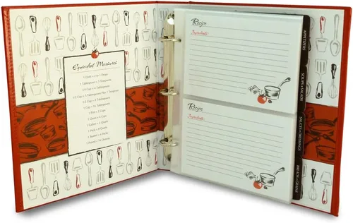 Vista 2 de C.R. Gibson Carpeta de cuero rojo para recetas de cocina, 9 x 9.5 pulgadas