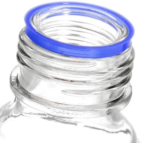 Vista 5 de Yopay Paquete de 10 botellas de almacenamiento multimedia con tapa de rosca azul GL45, botella de vidrio reutilizable de 8.5 fl oz, recipiente