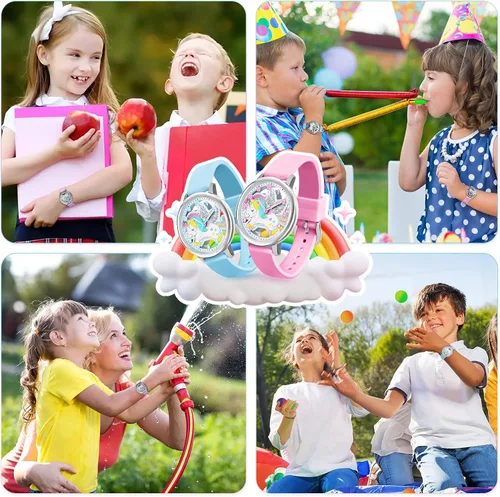 Vista 6 de Reloj de dibujos animados para niños, lindo unicornio impermeable, reloj de aprendizaje fácil de leer, para niños de 3 a 12 años, regalo para niños