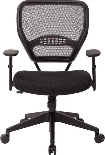Vista 4 de Space Seating Serie 55 - Silla de escritorio de oficina ajustable con soporte lumbar integrado, malla negra