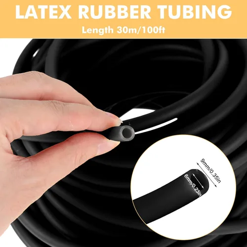 Vista 2 de 100 pies de tubo de goma de látex 3/8 pulgada de diámetro externo y 1/4 pulgada de diámetro interno, tubo de látex natural multicolor, tubo