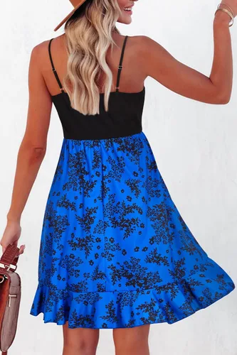 Vista 4 de ULTRANICE - Vestido cruzado con cuello en V y estampado floral para mujer, estilo informal de verano, tirantes delgados ajustables, con volantes