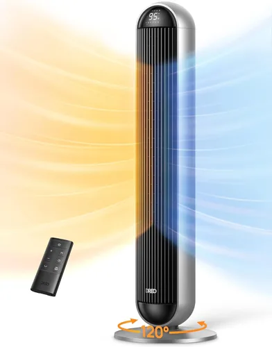 Vista 8 de Dreo Combo de ventilador de torre y calentador, ventiladores de pie de 29.2 pies/s para dormitorio, 17 niveles, 6 modos, oscilación de 120°, 42