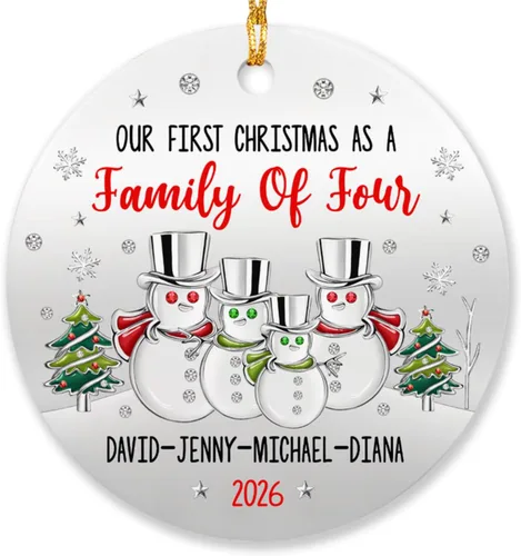 Vista 14 de Adorno de matrimonio de muñeco de nieve para pareja, adorno personalizado de primera Navidad para casados, con nombres personalizados y fecha