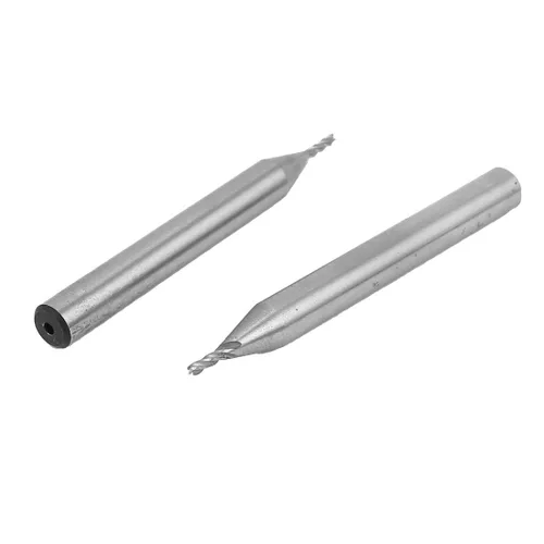 Vista 3 de uxcell Molino de extremo helicoidal de 4 flautas 1.5x6x6x57mm de tono plateado 2pcs