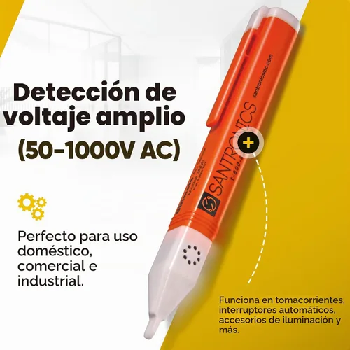 Vista 2 de Probador de voltaje sin contacto 3000, detector de voltaje de CA siempre encendido 50-1000VAC, comprobador eléctrico certificado CAT IV, fabricado