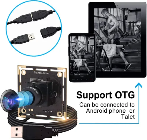 Vista 8 de Obturador global módulo de cámara USB gran angular 720P 60FPS USB Cámara web para computadora Mini UVC USB2.0 Cámara de PC USB de alta velocidad