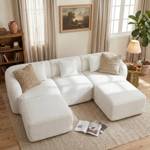 Vista 15 de Sofá modular de 3 plazas sin hueso de 112 pulgadas Blanco