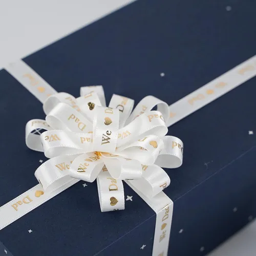Vista 6 de MEEDEE Cinta Feliz Día del Padre Decoraciones del Día del Padre Caja de Regalo Papel de Envolver Decoración Gracias Cinta Fina de Satén Surtido