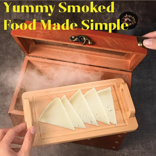 Vista 5 de Kit para ahumar cócteles - Kit ahumador para whisky con pistola ahumadora, caja ahumadora, astillas de madera de 6 sabores con piedras para whisky