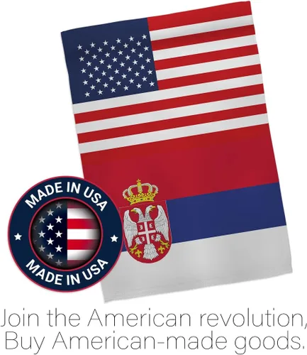 Vista 5 de Bandera de la Amistad de la Copa del Mundo de Serbia de Estados Unidos, asta de bandera de arte de pared para exteriores, decoración al aire libre