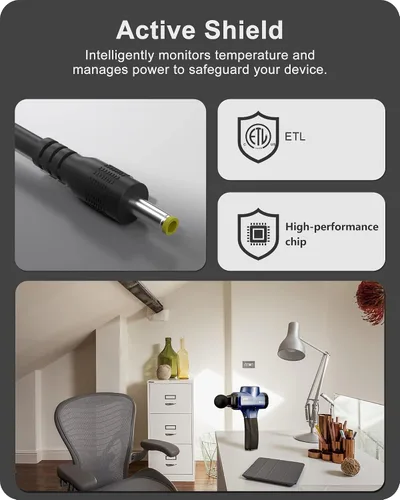 Vista 6 de VHBW 16.8V 1A Charger for Massager, Compatible with LifePro Sonic, Sonic Mini, Sonic Pro,Fusion X, Sonic Pro Handheld Percussion Massage Gun