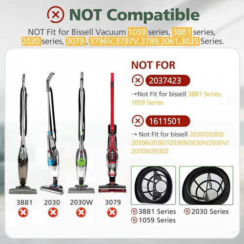 Vista 3 de Paquete de 6 filtros de repuesto 2033 compatibles con aspiradora Bissell Featherweight Stick sin bolsa 20331, 20333, 20334, 20336, 20339, 2033M, 6