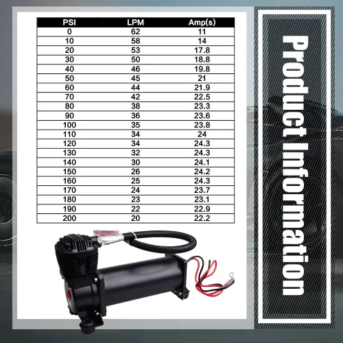 Vista 7 de Compresor de aire ultra silencioso, 1/4 NPT, súper silencioso, 69 dB, 12 V, compresor de suspensión de aire de 300 PSI para tren/camión/coche, negro