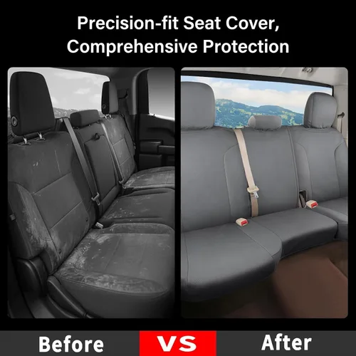 Vista 29 de Coverado Chevy Silverado - Juego completo de fundas de asiento de lona impermeables, apto para Silverado GMC Sierra 2007-2013 y 2019-2025 1500 Negro