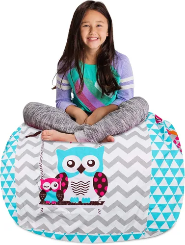 Vista 49 de Posh Creations Funda de puf para niños con almacenamiento para animales de peluche - Organizador de juguetes para niños, Mediano 68.58 cm - Lona
