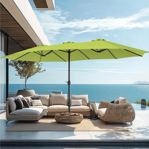 Vista 20 de PHI VILLA Sombrilla grande de 15 pies para patio con base incluida, sombrilla de doble cara rectangular para exteriores de gran tamaño con soporte