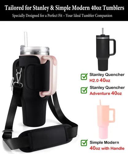 Vista 2 de Bolsa de transporte con bolsillo para teléfono para vaso Stanley de 40 onzas con asa y vaso Simple Modern de 40 onzas - Funda tipo bandolera