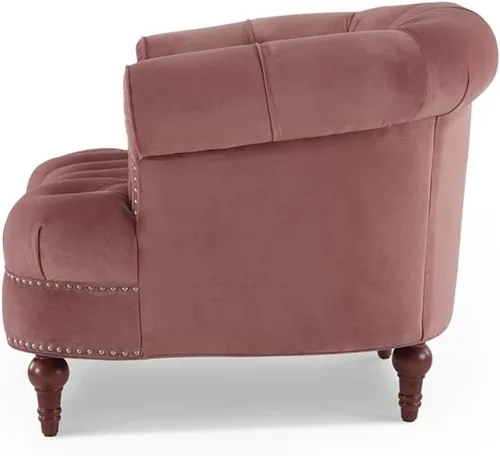 Vista 4 de MAKLAINE Silla decorativa de terciopelo con marco de madera en rosa ceniza