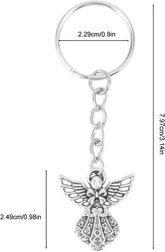 Vista 3 de TOPINCN 50Pcs Angel Pendant Keychain, Vintage Angel Charm Keychain Zinc Alloy Auspicious Meaning Guardian Angel Keyfor Women Girls Baby Baptism