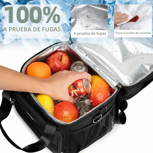 Vista 6 de Weitars Lonchera para hombres y mujeres, lonchera de doble compartimento, resistente, grande, aislada, bolsa de almuerzo táctica duradera con correa