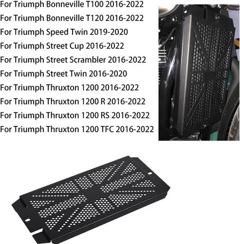 Vista 2 de Protector de radiador de motocicleta para Triumph Bonneville T100 T120 Bobber Speed Street Twin Street Cup Scrambler Thruxton 1200 R S TFC