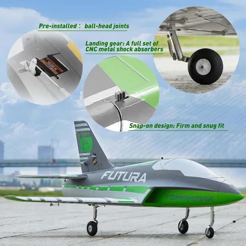 Vista 3 de Aviones FMS RC Jets Futura 64MM EDF Sport Jet Verde aviones de control remoto para adultos para entrenadores EDF para principiantes aviones