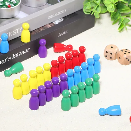 Vista 5 de Juego de 50 peones de madera con 2 dados