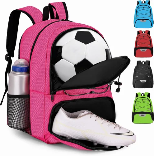 Vista 23 de Hsmihair - Mochila de fútbol juvenil - Mochila para fútbol y baloncesto, con compartimento para pelota y tacos separados
