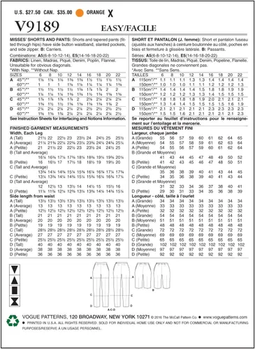 Vista 2 de Vogue Patterns Pantalones cortos y cónicos de Misses', 14-16-18-20-22 pulgadas, naranja