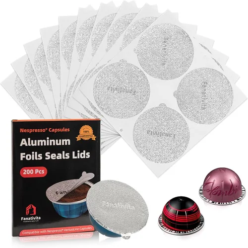 Vista 9 de Fanativita Tapas de sello de papel de aluminio universal para cápsulas Nespresso Vertuo, compatibles con cápsulas reutilizables Nespresso Vertuo