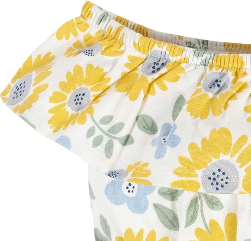 Vista 4 de Gerber Conjunto de mameluco y diadema de 2 piezas con cuello ancho para bebés y niñas