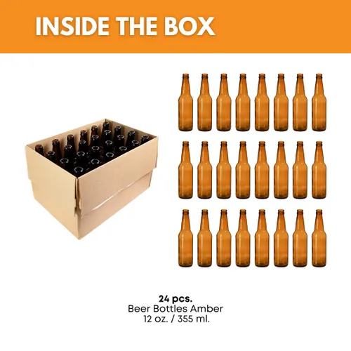 Vista 2 de Suministro de botellas de cerveza Amber (pack de 24 unidades), 12 onzas, de elaboración casera, de Moster Brew
