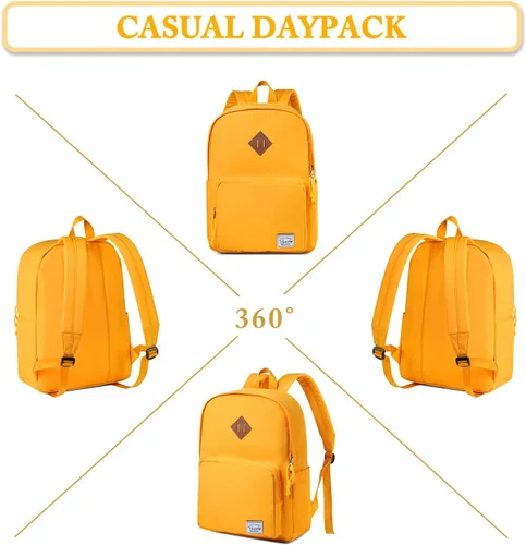 Vista 6 de VASCHY Mochila escolar, mochila ultraligera para hombres y mujeres, mochila para niños, adolescentes, niños y niñas, Amarillo, Mochilas Daypack