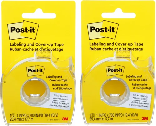 Vista 5 de Post-it Cinta de etiquetado y cobertura, rollo de 1 pulgada x 700 pulgadas, no recargable, prácticamente invisible en copias, ideal para etiquetado