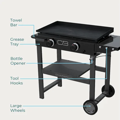 Vista 5 de Charbroil Serie Performance de 28" con 2 quemadores de gas propano con carro, negro - 463459924