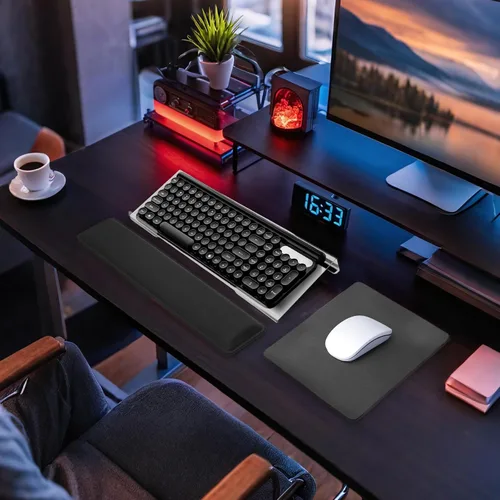 Vista 8 de Soporte para reposamuñecas para teclado de computadora, juego de reposamuñecas de teclado de espuma viscoelástica, base de silicona antideslizante