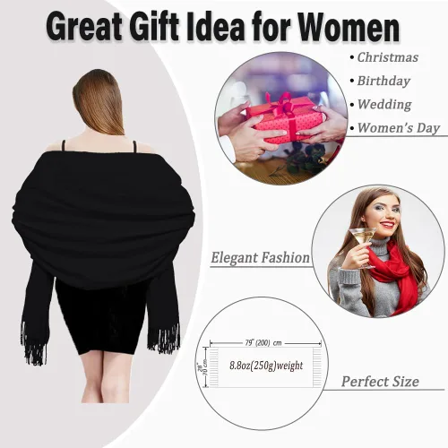 Vista 4 de Gomust Bufanda tipo pashmina para mujer, ideal para regalo de boda, Navidad, cumpleaños, estola grande y suave