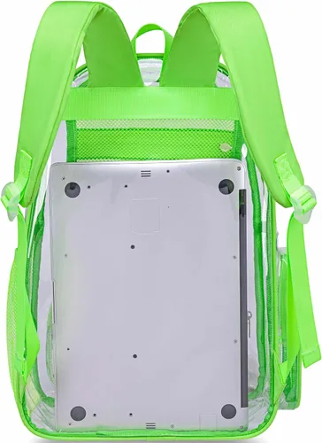 Vista 164 de CAMTOP Mochila transparente resistente y transparente para estudiantes, escuela, trabajo, festival, viajes, deportes, Beige, Mediana, Camtop Mochila
