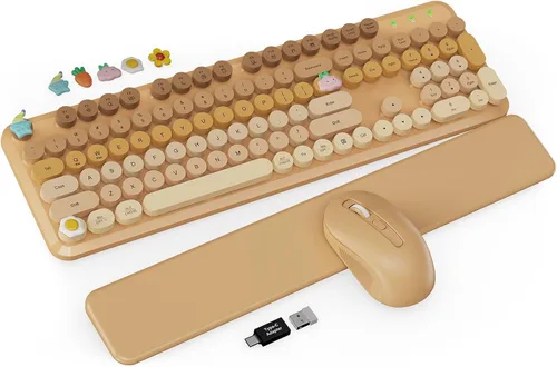 Vista 17 de Combo de teclado y mouse inalámbricos, bonita máquina de escribir Púrpura olvidado