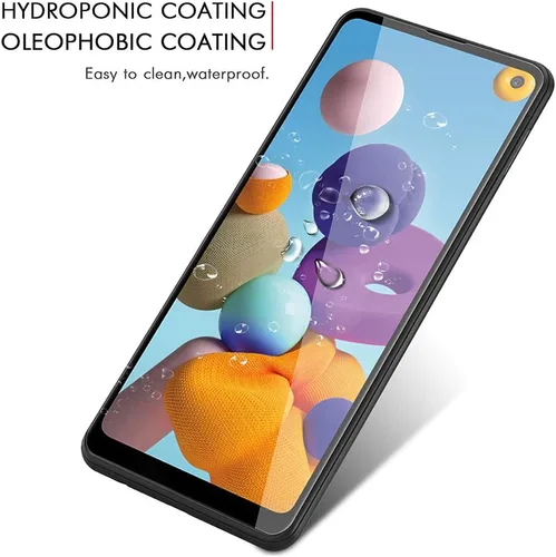 Vista 7 de Protector de pantalla de cobertura completa para Samsung Galaxy A21, 2 unidades, de alta transparencia de seda negra resistente a los arañazos
